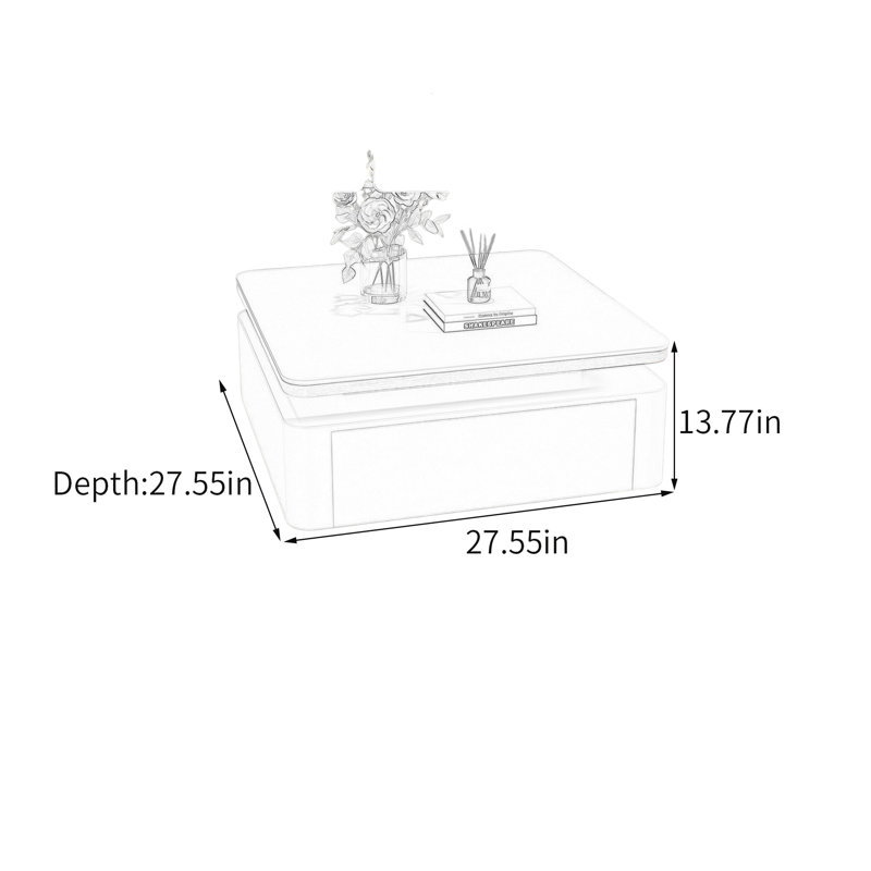 Table basse moderne avec rangement, 13.77" H x 27.55" W x 27.55" D, White