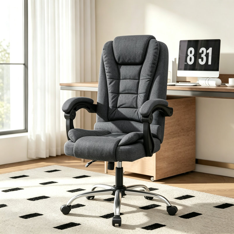 High Back Swivel Office Chair, Executive Chair, Dark Grey,  Canvas