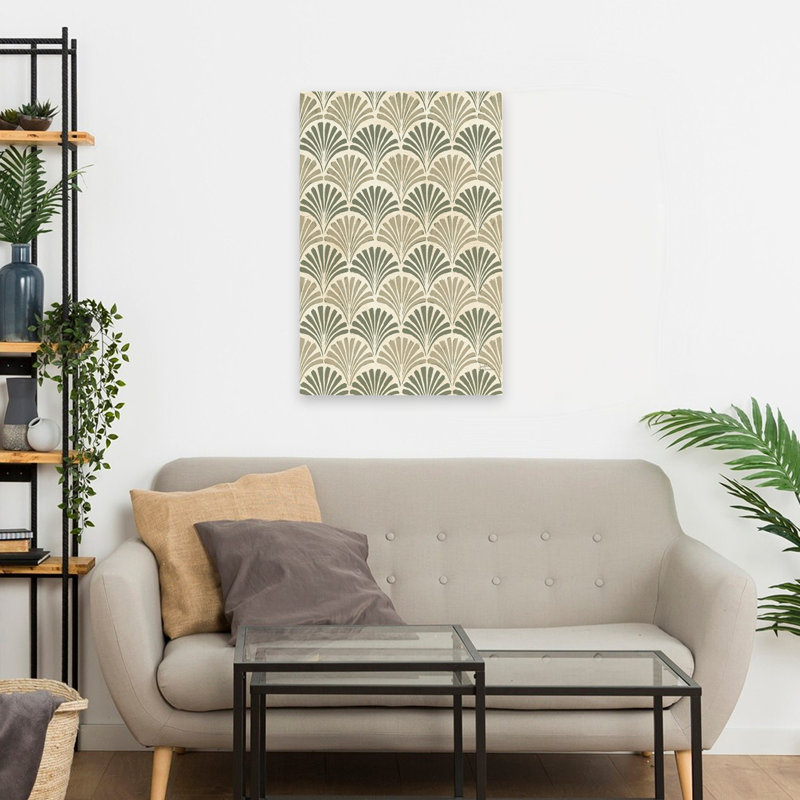 Winged Study Pattern VIIIC - Cream Pattern Scallop Scallop Pattern Art, 24" H x 16" W