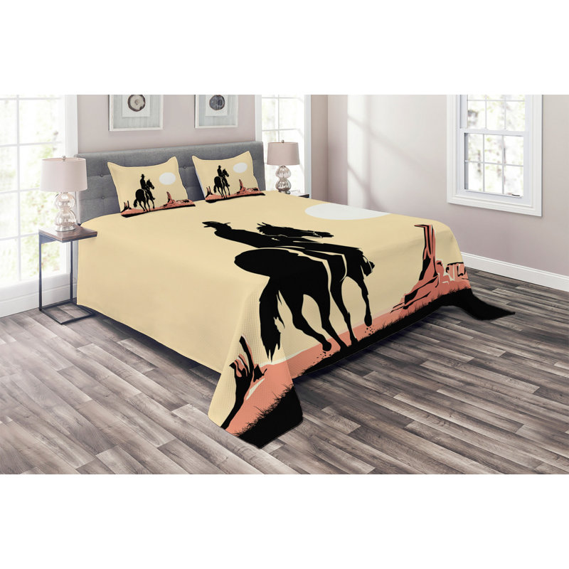 Western Farmhouse / Country Polyester Coverlet, King Bedspread + 2 Shams
