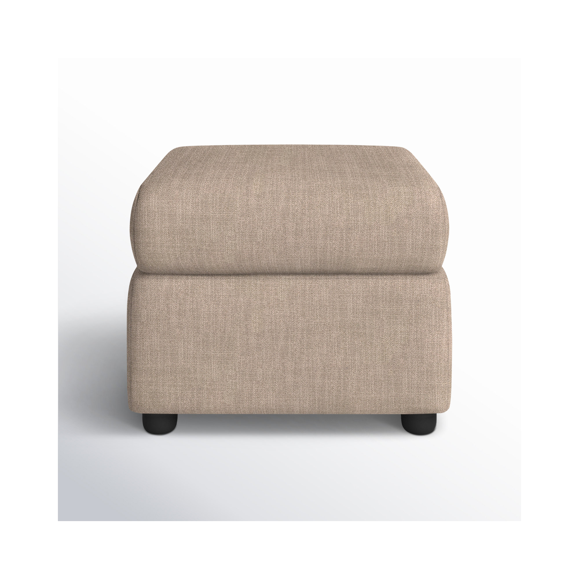 Godwin Upholstered Ottoman, Conversation Linen Basketweave