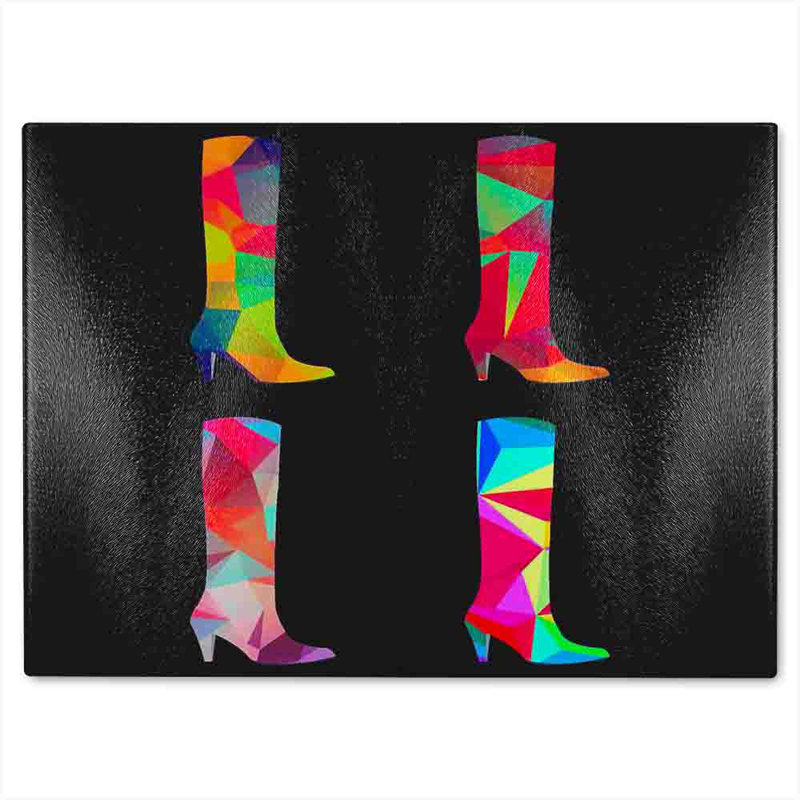 Geometric Boots Glass Chopping Board