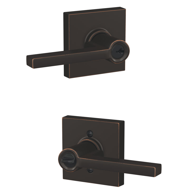 Latitude Keyed Entry Lever with Collins Trim, Aged Bronze