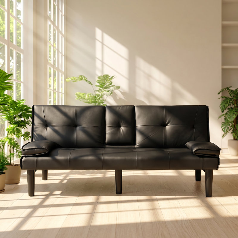 Avery 67" W x 24" D x 30" H Foldable PVC Convertable Sofa Bed