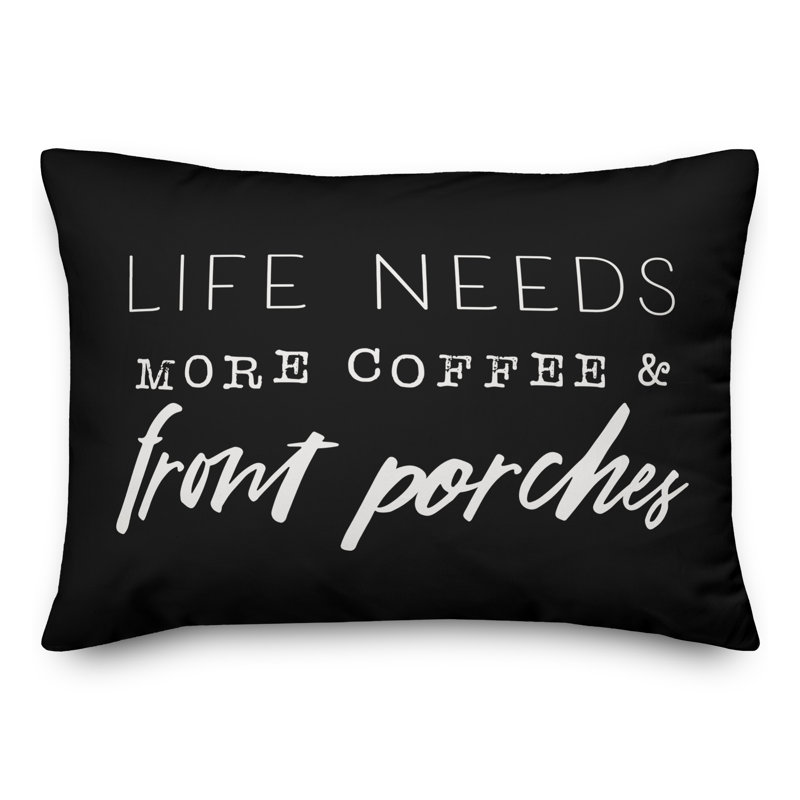 Coussin décoratif intérieur / extérieur en polyester , H 18 po x l 25 po, Noir