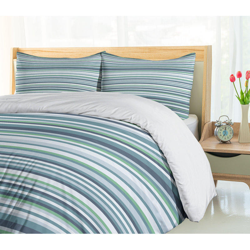 Striped Farmhouse / Country Polyester Striped Duvet Cover, Queen
