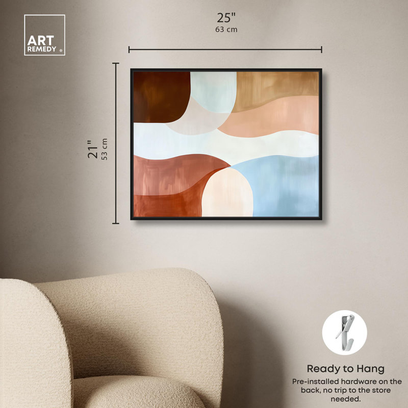 Art Remedy Midcentury Shape Art Canvas Evolving Shapes I, Noir, noir, noir, noir, Reproduction encadrée sans passe-partout