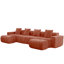 Canapé modulaire en forme de U sans dossier à 4 places en velours rouge profilé, passepoil à bordure française, sans assemblage, coussins décoratifs, repose-pieds mobile pour une utilisation polyvalente en velours, refroidissement confortable