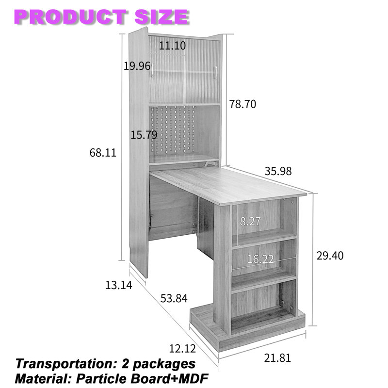 Bureau d'ordinateur pliant avec rangement