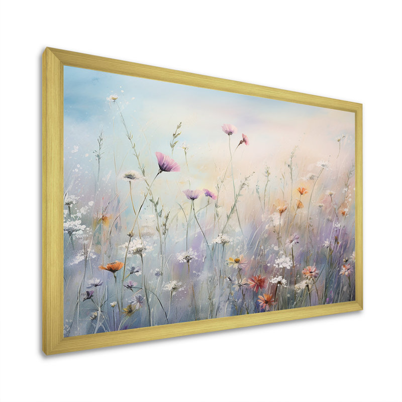 Wildflowers Wander Meadows I On Canvas Print, Single Picture Framed, 24" H x 32" W, Gold