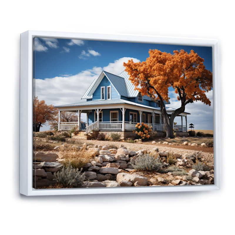 Farmhouse Quaint Homestead - reproduction sur toile, H 24 po x l 32 po x P 1 po, Cadre flottant blanc