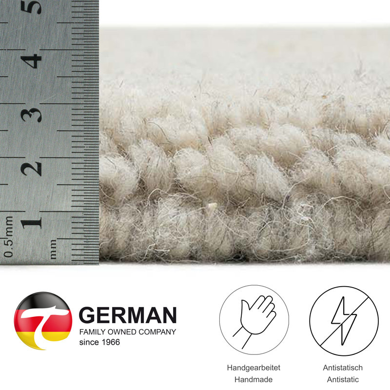 Hand Knotted Wool Sand Indoor Rug, Round 150cm