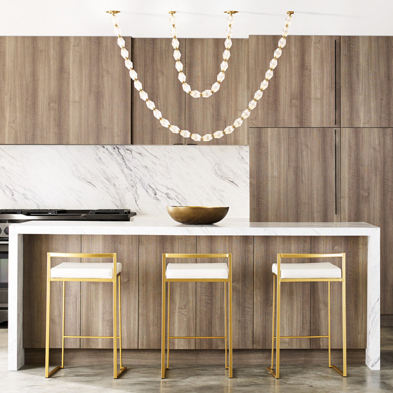 Collier LED Chandelier, Natural Brass, 132"