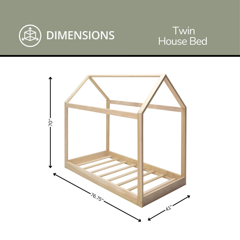 Lit maison en bois massif Anghelache, Simple