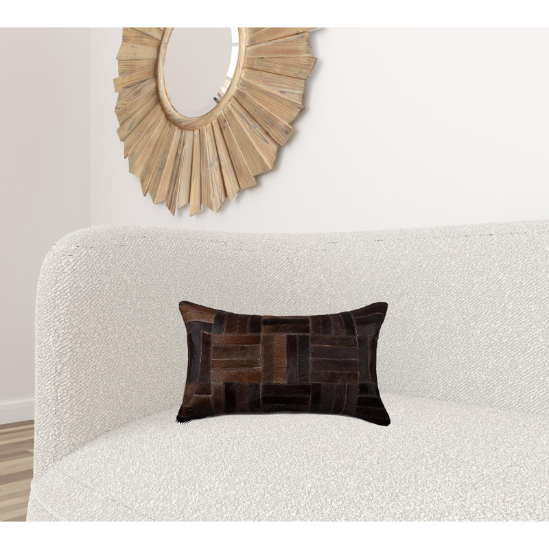 Geometric Microsuede Throw Pillow, Chocolatey