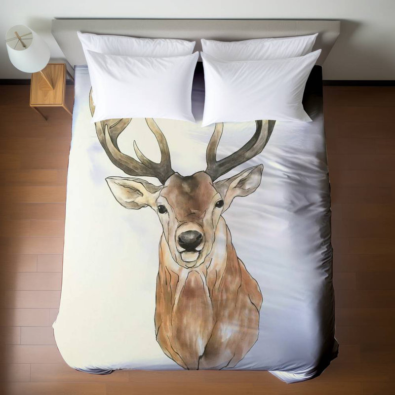Front Deer Portrait Brown Duvet Cover | Home Decor Bedding