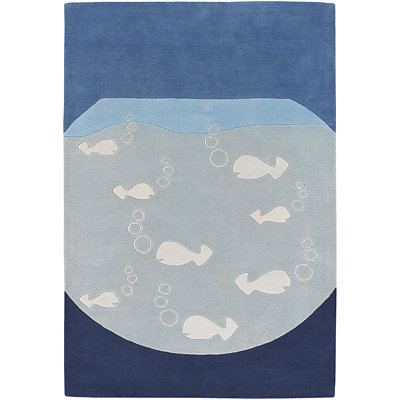 Laine bleu/gris Tapis décoratif