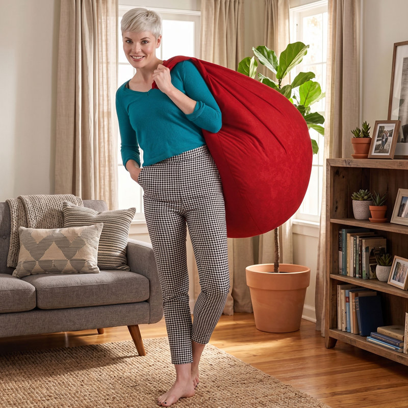 Breeze Microfiber Bean Bag Shell, Red Polyester