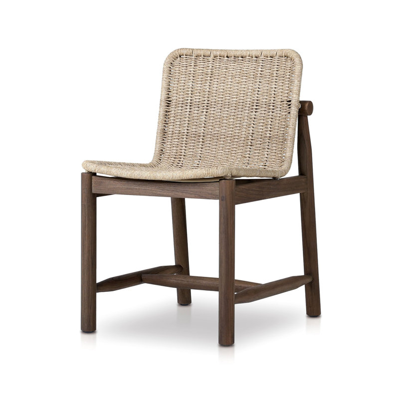 Dume Outdoor Dining Chair, White/Brown