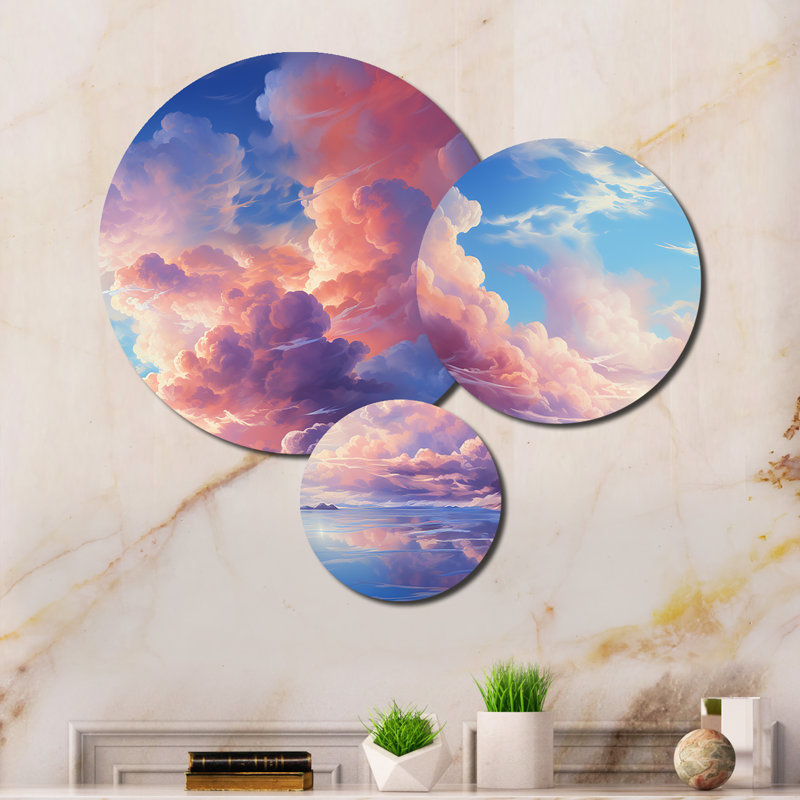 Ensemble de 3 décorations murales 3 nuages Whimsical Wisps I