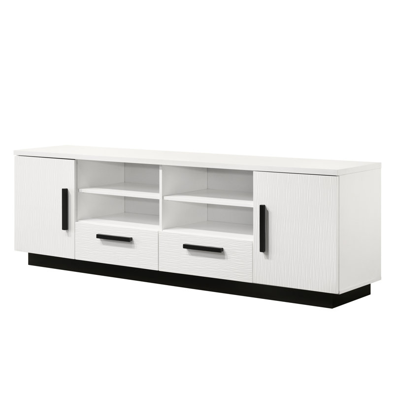 Meuble télé blanc 70,5 po - Tiroirs et armoires pour un meuble élégant avec rangement polyvalent