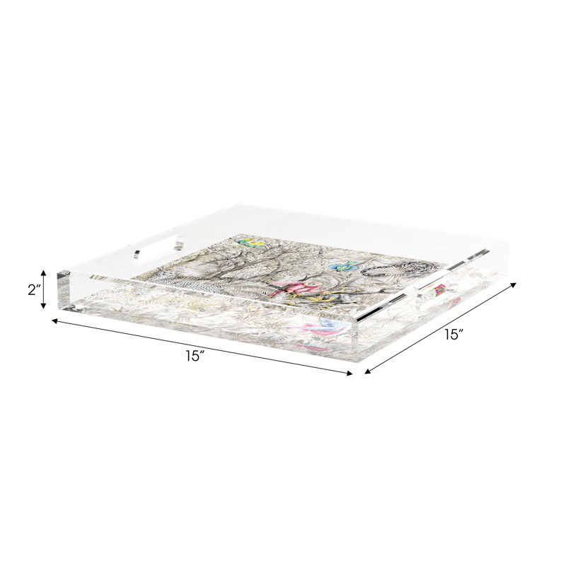 Arcadia Chettah Scene Acrylic Square Decorative Tray, 2" H x 15" W x 15" D