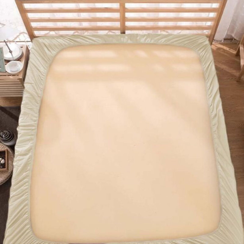 400TC Sateen Solid Cotton Fitted Sheet Fits Upto 20" Deep Pocket, Twin Fitted Sheet, Ivory