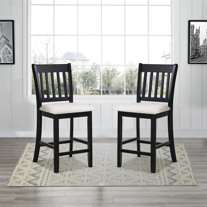 Transitional Dining Chairs Set Of 2 With Slatted Back Design
