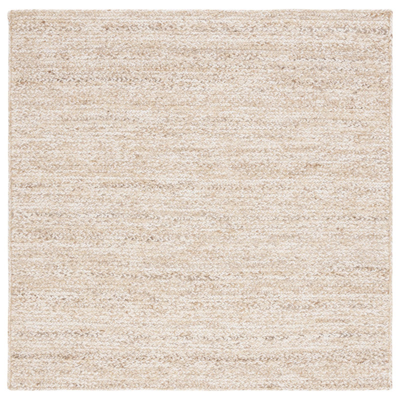 Tapis ivoire / naturel en laine tissé à la main Jarieliz, Carré 6 pi