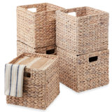 Hyacinth Storage Baskets, 5 Multipurpose Collapsible Organizers w/ Inserts