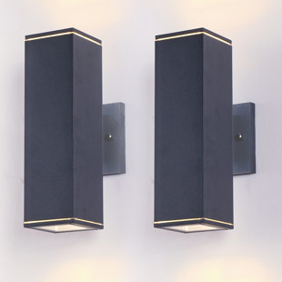 Set Of 2 Waterproof Patio Light Modern Outdoor Porch Light Matte Black