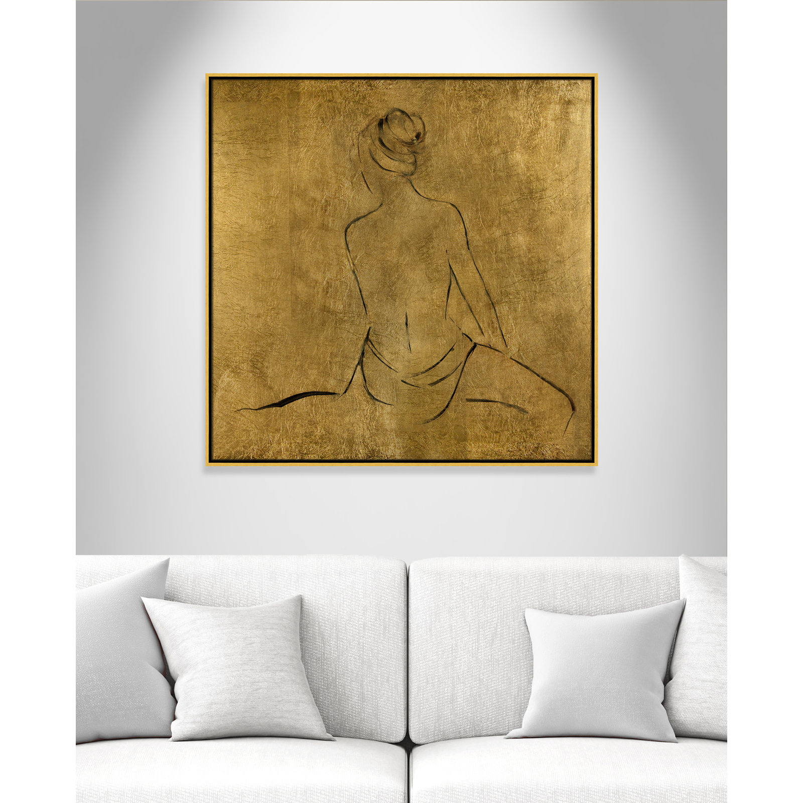 Golden Bather II by Sally Swatland - Painting Print, Gold Framed Canvas, 37.5" H x 37.5" W x 2" D