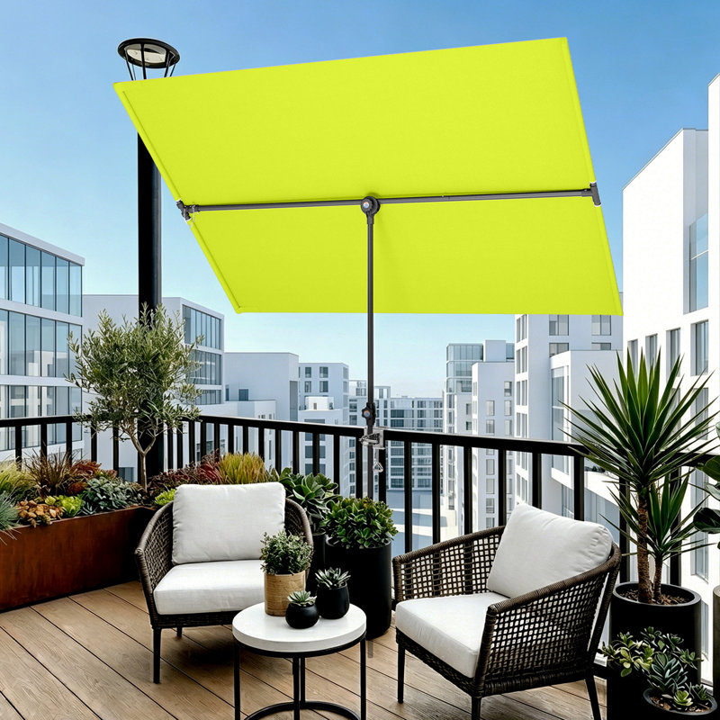 180cm X 130cm Rectangular Balcony Parasol, Chartreuse