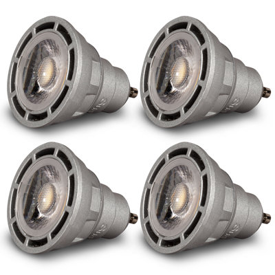 Sunlight2® GU10 120V AC, 7W Bulb, CRI 94, Dim to Warm, 3000K to 1800K, 24°Beam Angle, Silver Finish.