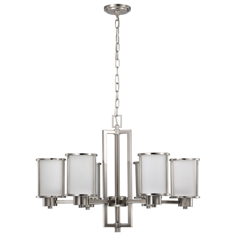 Lustre classique / traditionnel à 6 lumières Floyd, Nickel brossé