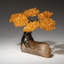 Petit - Arbre de pierres précieuses en grappe de citrine véritable sur un cristal de quartz (l'arbre joyeux)