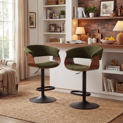 Adjustable Height Bar Stools With Fabric Seat Swivel Stool With Backrest For Kitchen Island, Bar, Home Pub​​