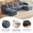 6-Seat Modular Sectional Sofa with Storage Ottomans, Blue, Living Room-176095621