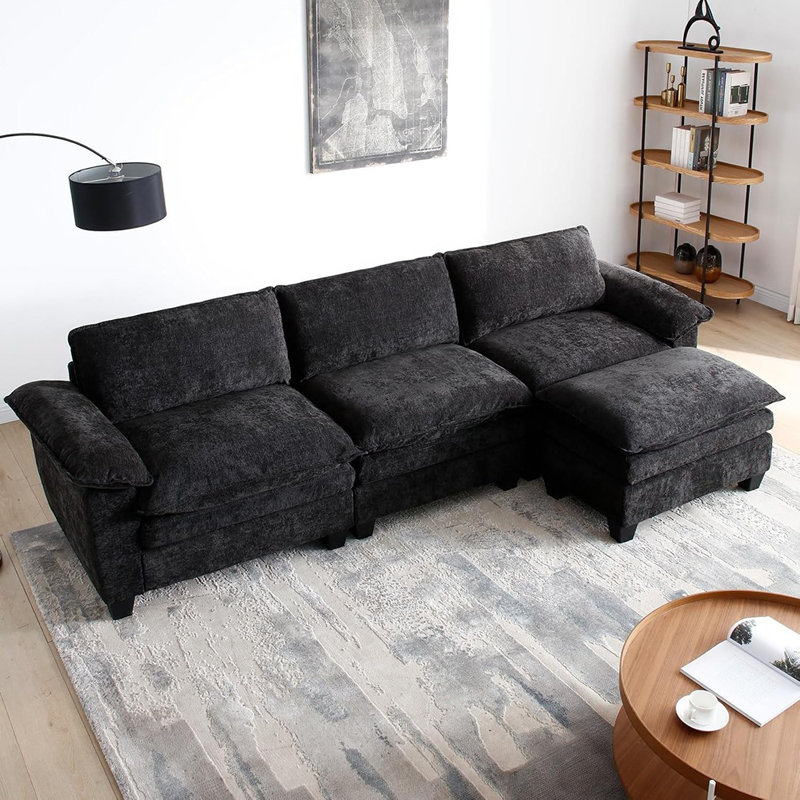 Canapé modulaire modulaire Comfy Cloud Couch, canapé en L à 3 places profondes avec repose-pieds