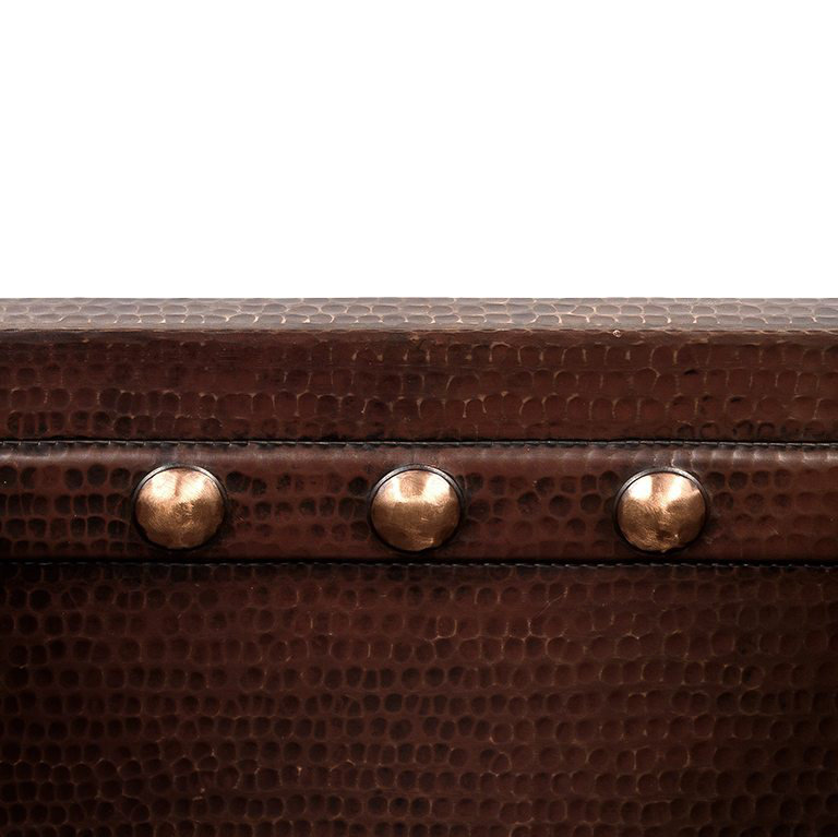 Évier de bar rectangulaire 16 "en cuivre martelé avec sangle de baril Gourmet