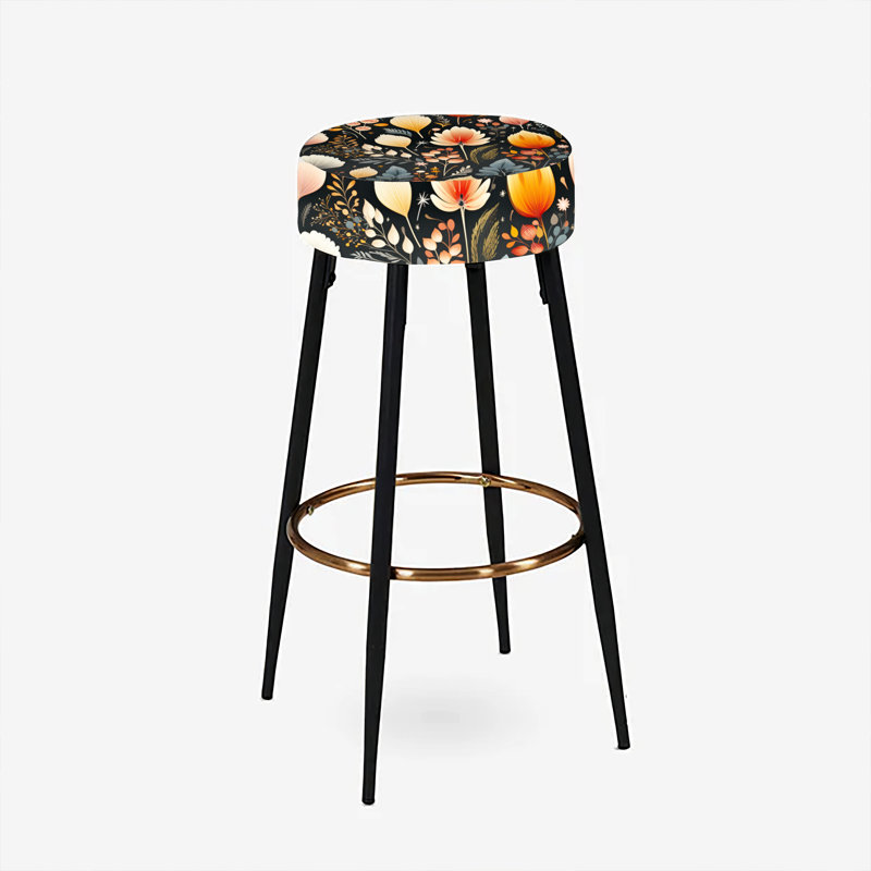 Ensemble de 2 tabourets de bar à motif floral jaune et bleu