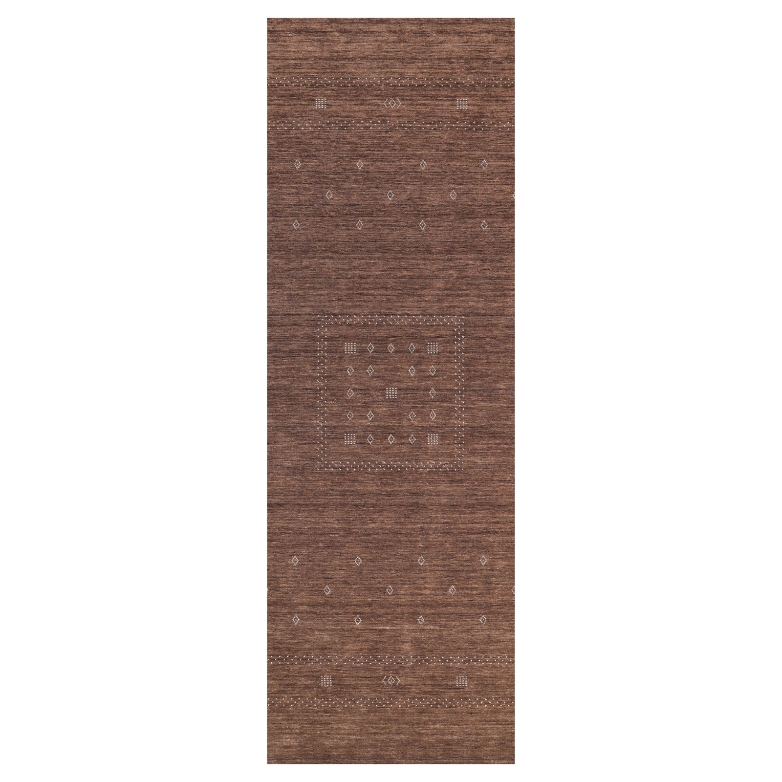 Simi Hand Knotted Cotton/Wool Southwestern Area Rug, Runner 2'6" x 8', Dark Brown