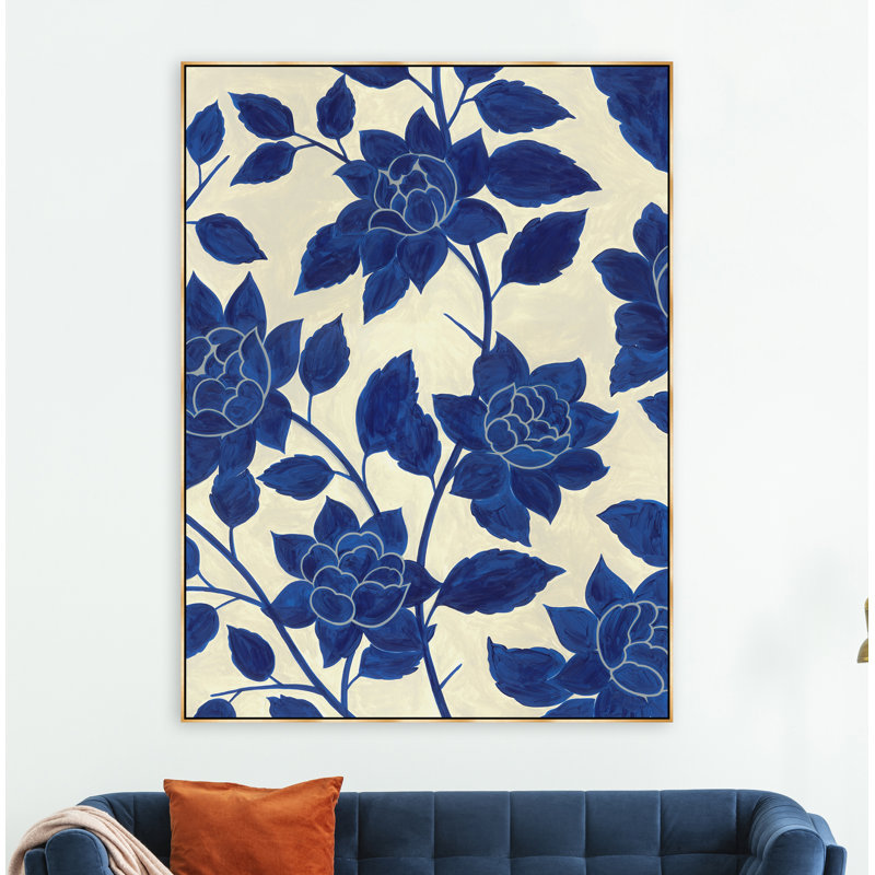 Blue Blossoms Print by Janice Sadler, Glass Coat, 44.5" H x 31.5" W