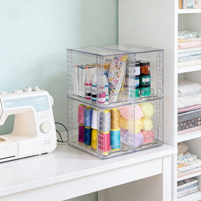 4 Pack Clear Stackable Storage Drawers, 9.7 Inch High Plastic Organizer Bins For Skincare Bathroom, Cabinet Undersink Vanity Pantry