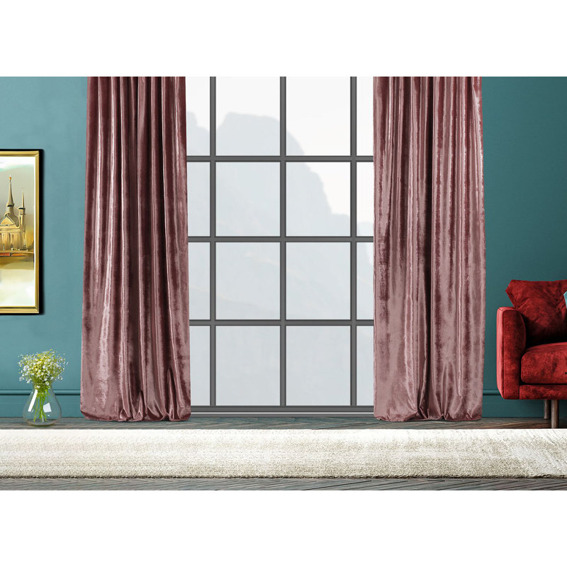Room Darkening Single Curtain Panel, Pink, 130cm Width x 265cm Drop