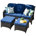 Brown Frame/Navy Blue Cushion