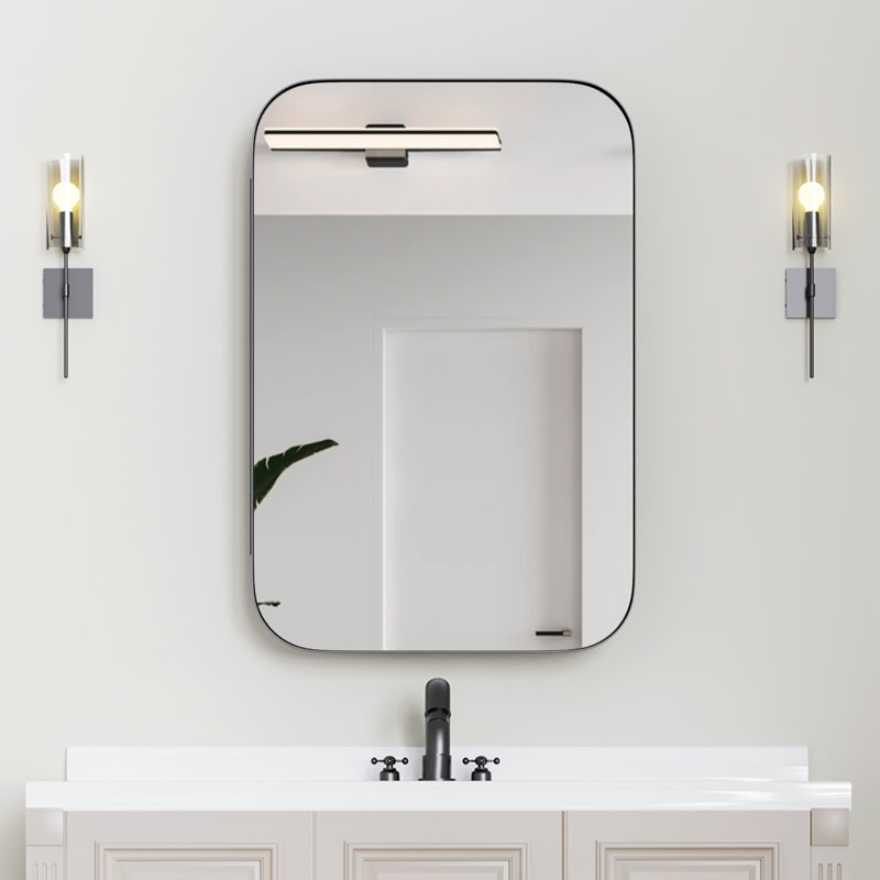 Armoire à pharmacie murale encadrée avec miroir et tablettes, Noir, noir, noir, noir, H 36 po x l 24 po x P 5 po