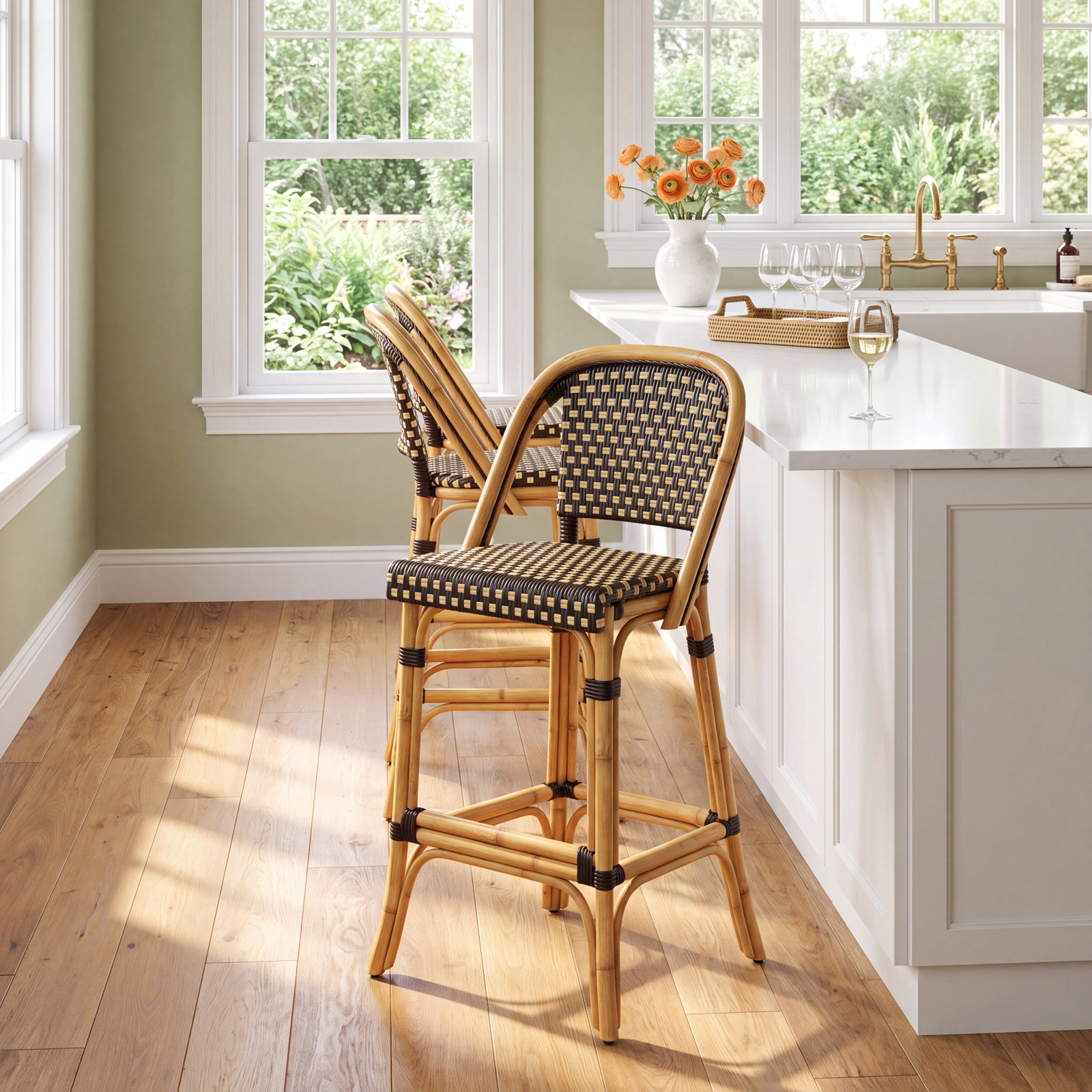 Euporie 28" Bar Stool, Chocolate Rattan