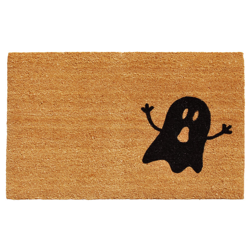 Tapis d'extérieur antidérapant Daphine Ghost, Rectangle 2 pi x 3 pi, Orange / Noir