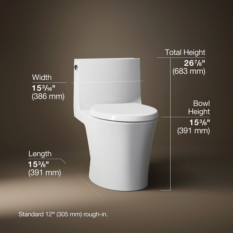 Veil™ One-Piece Elongated Dual-Flush Toilet with Skirted Trapway and Concealed Cords, White